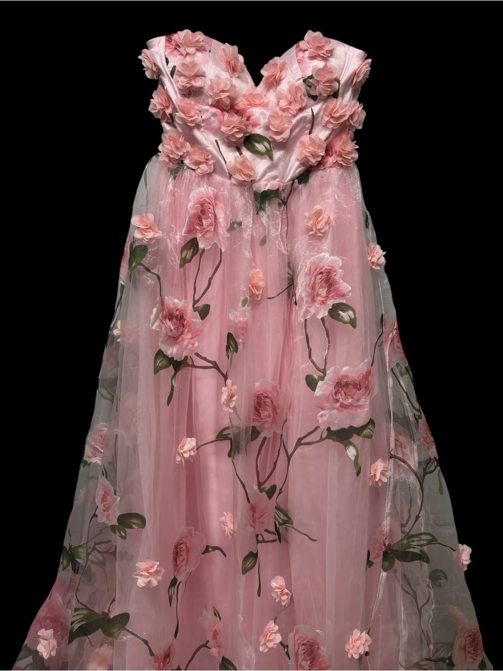 NWT✨ | Nova Luxe | Mirabella Pink Floral Applique Strapless Maxi Dress - Picture 5 of 8